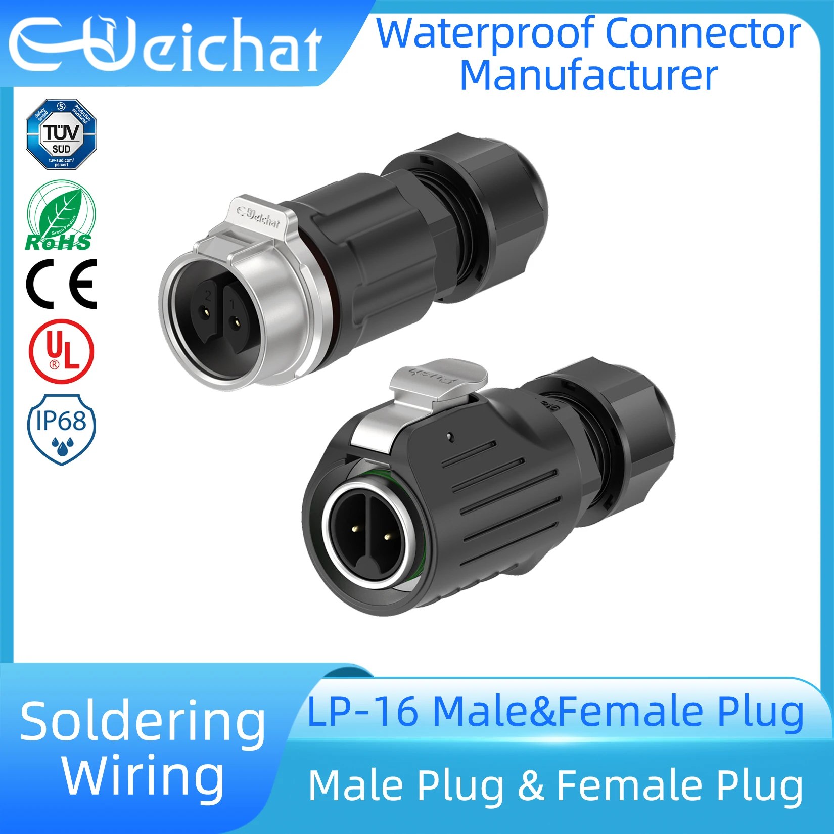 

LP16 M16 2-9 Pin Waterproof Connector IP68 Industrial Circular Aviation Electrical Metal Shell Connector Male & Female Plug