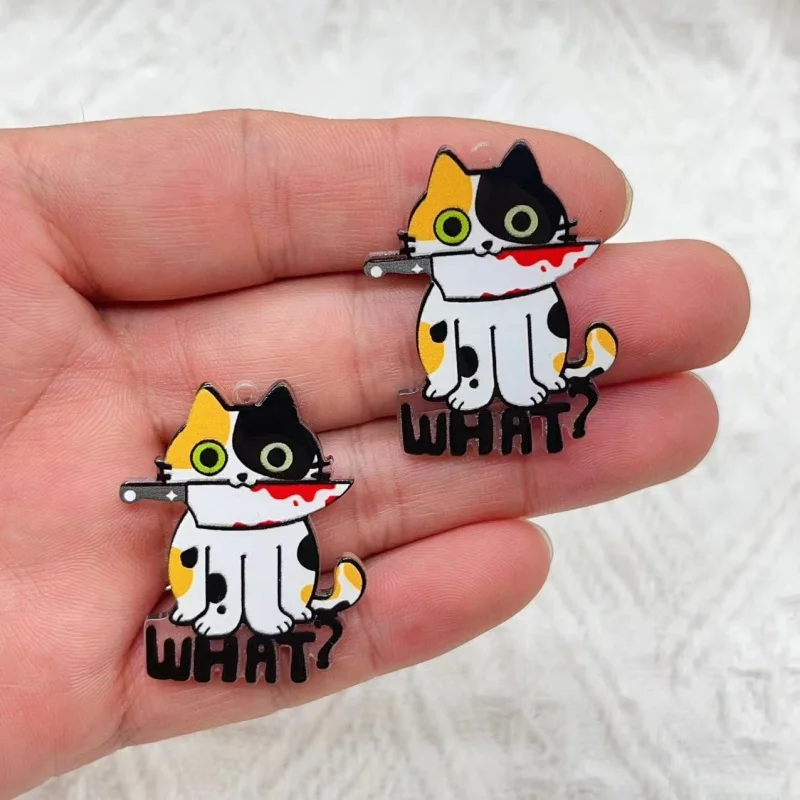 10 pieces  Halloween acrylic cat knife jewelry for making earrings pendants bracelets necklaces accessories DIY consumables