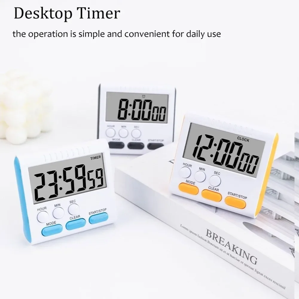 New Magnetic Kitchen Timer Back Bracket Hangable LCD Digital Timer Multifuntion Large Display Alarm Clock Kitchen Use