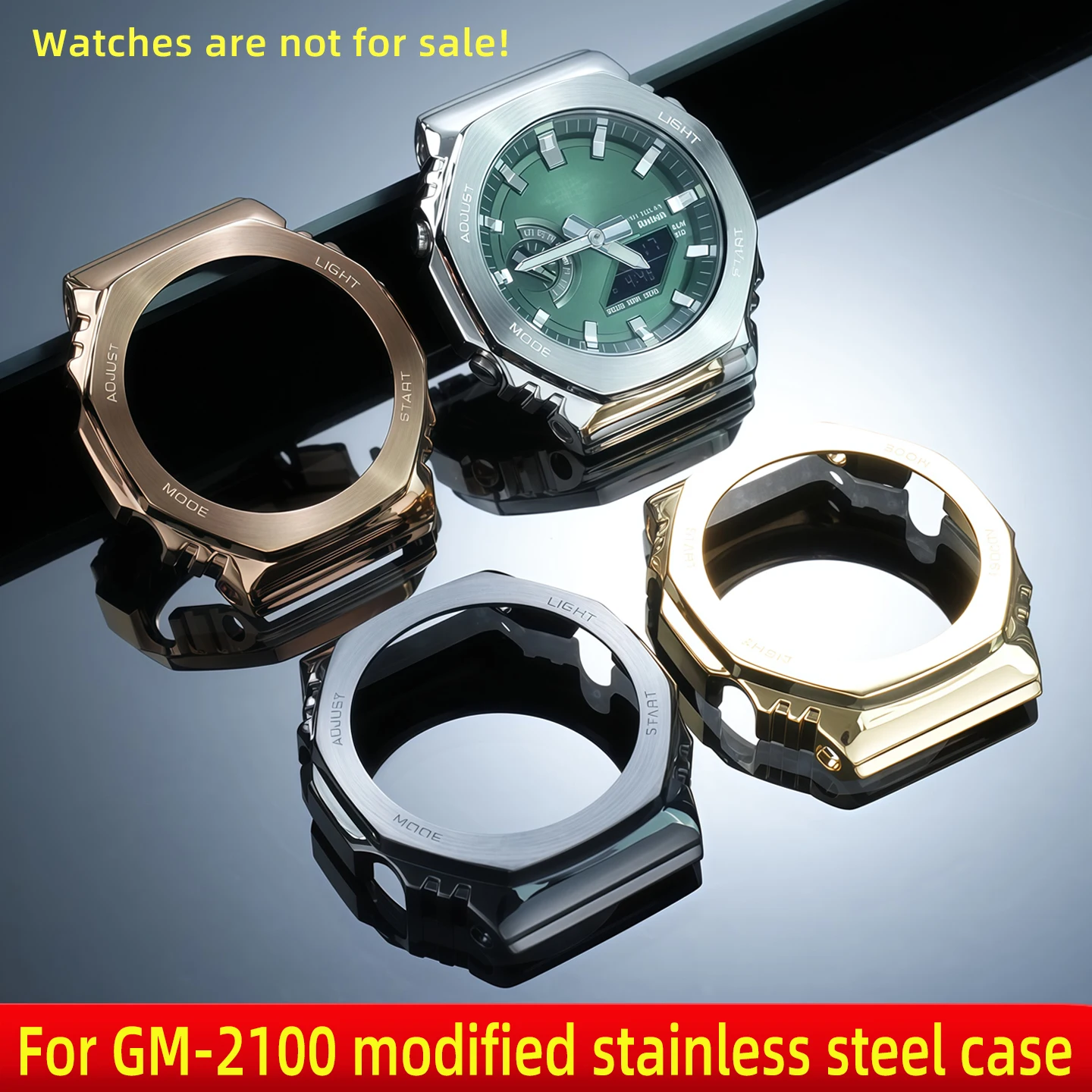 GM2100 stainless steel shell, suitable for Casio GM-2100 modified stainless steel case, gm2100 men's watch strap accessories