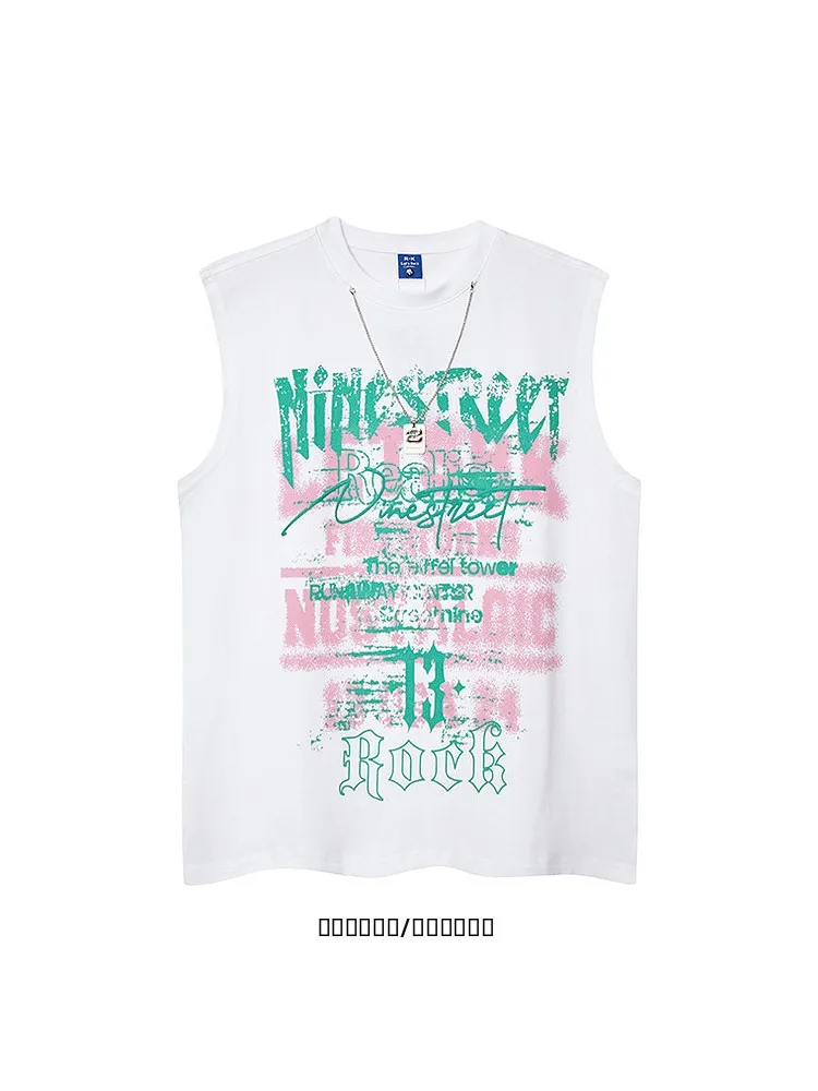 

Свободный жилет с круглым вырезом и японским принтом в стиле ретро для мужчин, летняя повседневная одежда