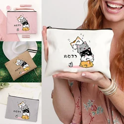 Bolsa de maquillaje con patrón de gato de dibujos animados Kawaii, bolsa de maquillaje, bolsas de almacenamiento portátiles de viaje, Mini bolsas de aseo, estuche de belleza, 2023