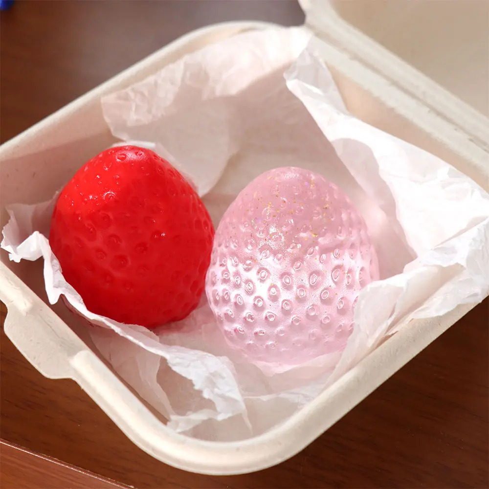 Sensory Simulation Strawberry Squeeze TPR Silicone Strawberry Pinch 3D Novelty Cartoon Fidget Tricky