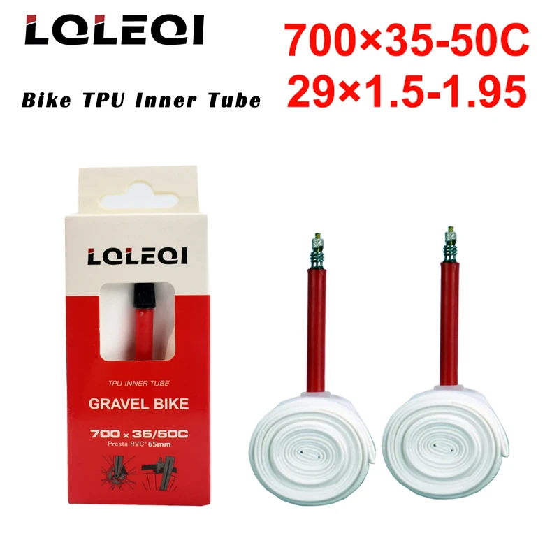 LQLEQI-tubo interior ultraligero para bicicleta de carretera, tubo interno de TPU para ciclocross, 700cX35-50C, 65mm, válvula francesa, grava