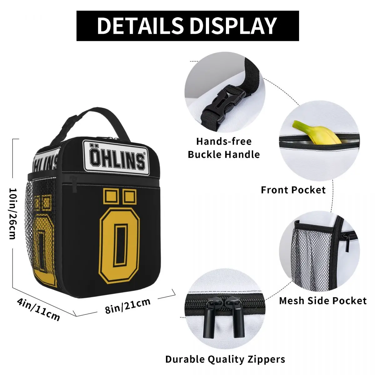 Ohlins Suspension Car Motorcycle Sport Racing Insulated Lunch Bag Shock Ohlins RXF34 M.2 Food Container Thermal Cooler Lunch Box