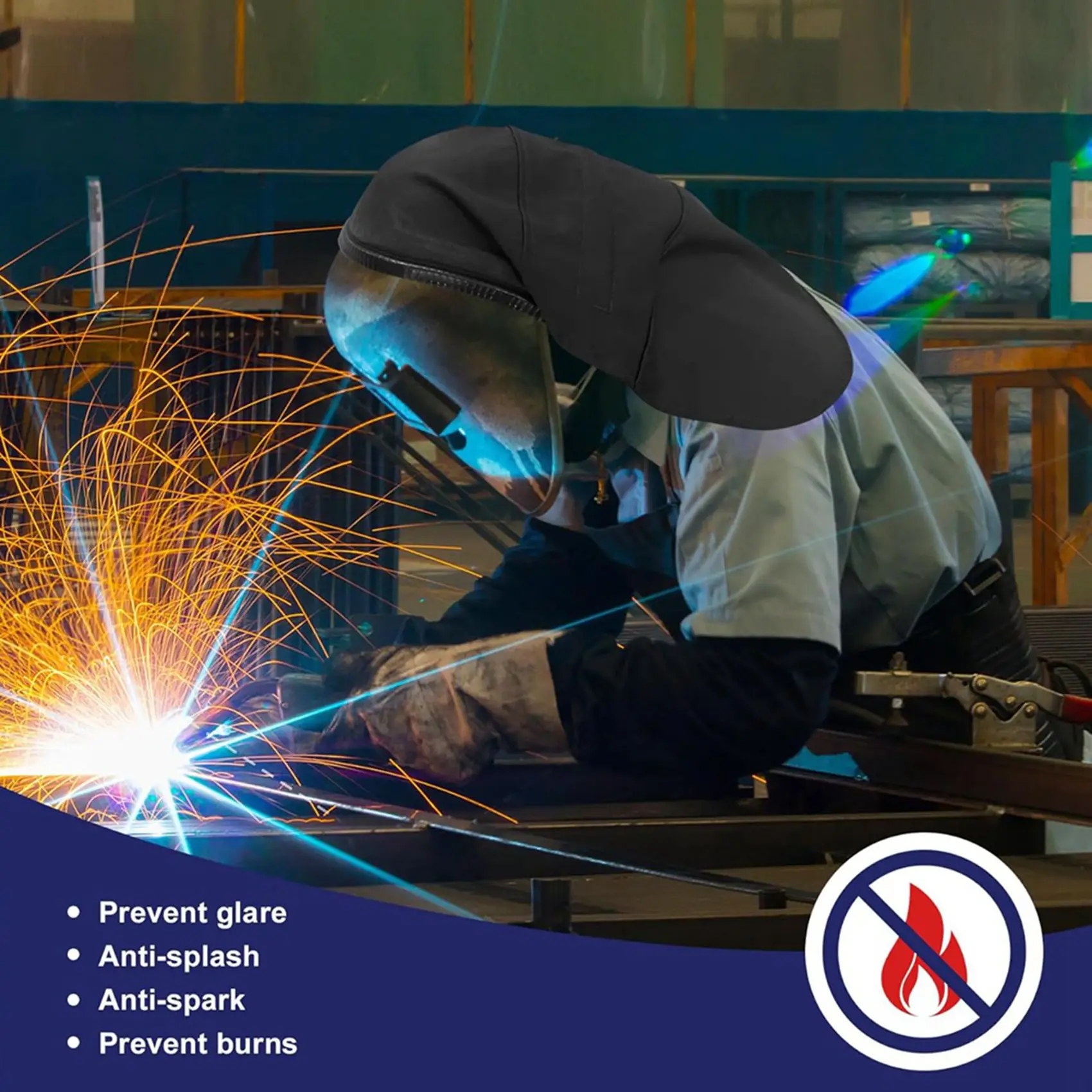 Premium-3X Welding Helmet Cover Cotton Safe Anti-Burn Welding Headgear Full Protection With Press Fit Seal