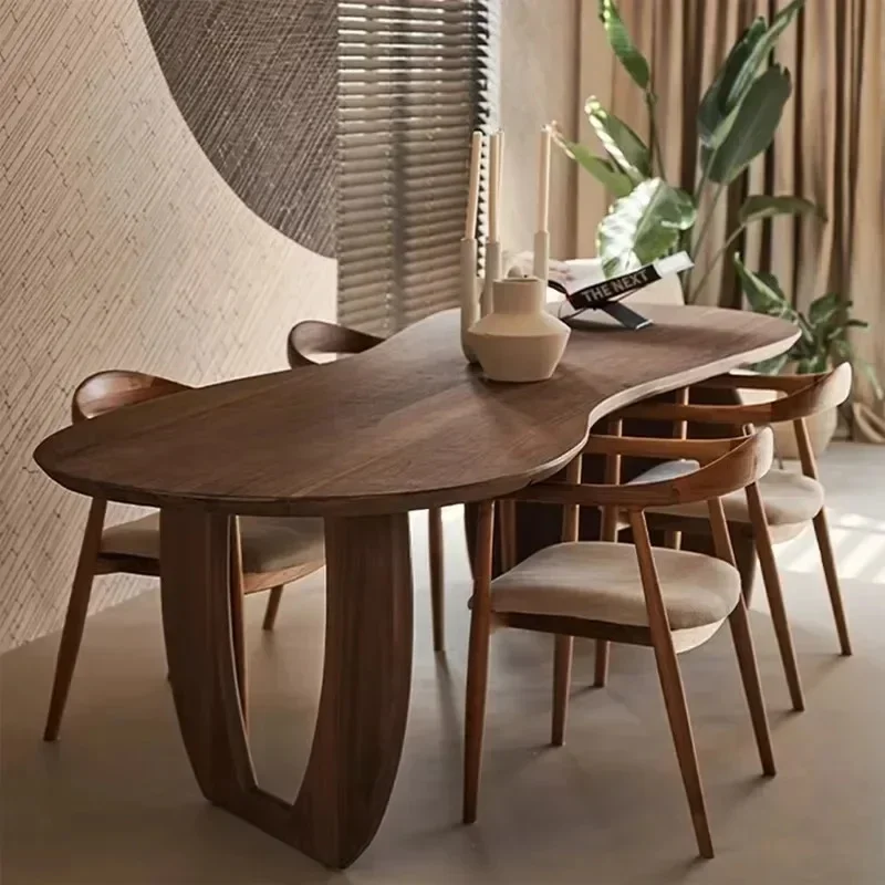 70.8 Inches Irregular Natural Dining Table for Kitchen and Restaurant - Luxury Traditional Design Esstisch Furniture