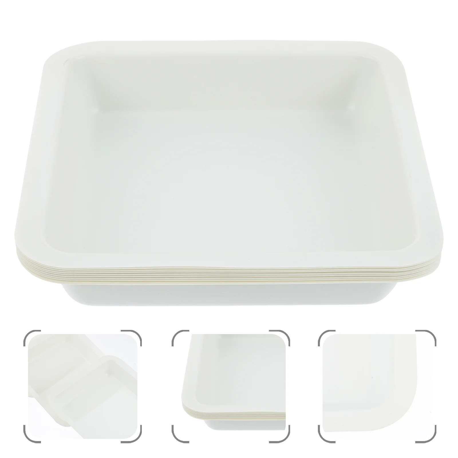 

10 Pcs Weighing Boat Plastic Boats Labs Dishes Plates Metal Anti-static Trays White Square