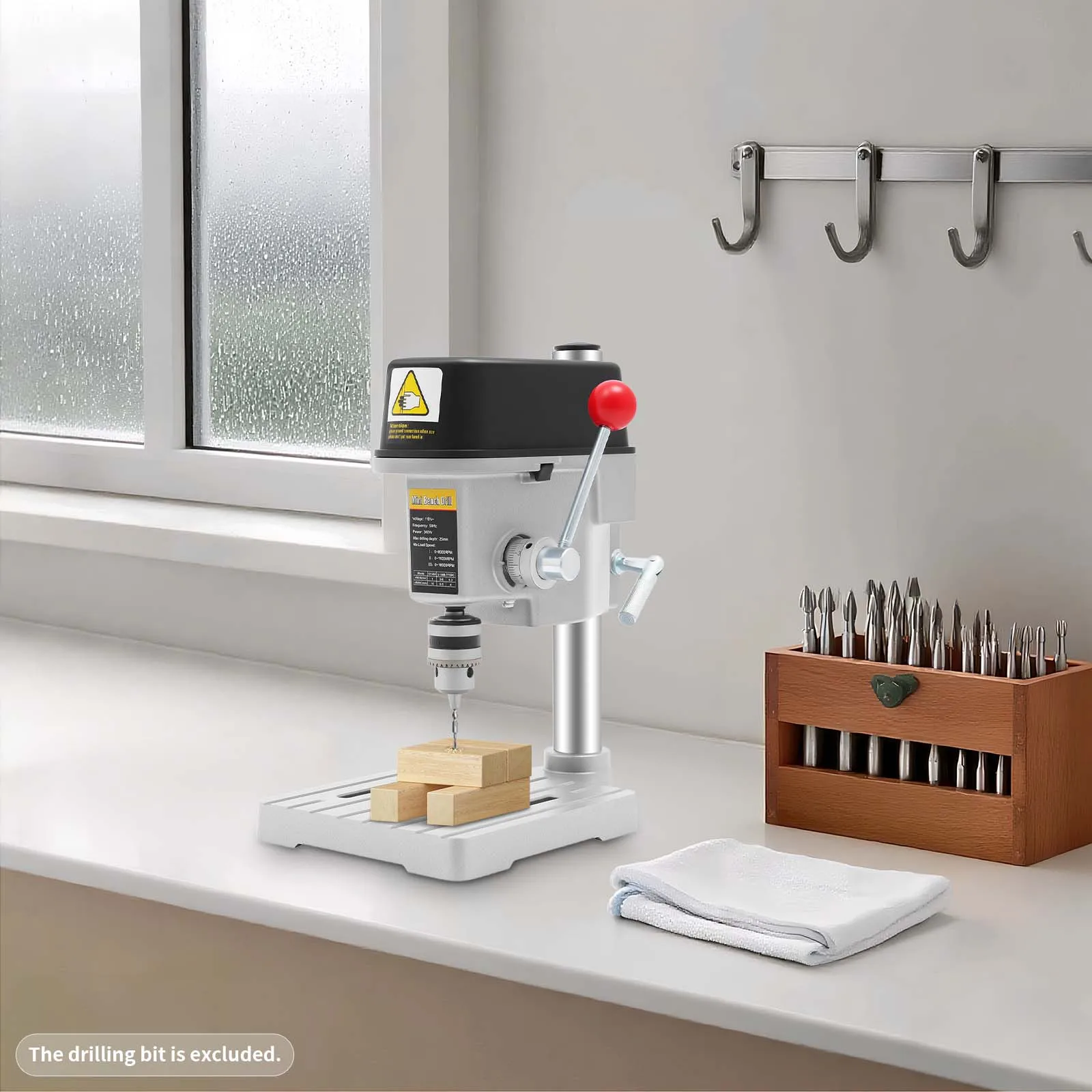 Taladro de banco eléctrico con cable de 340W, 3 velocidades ajustables (8000-16000RPM), mini taladro de mesa portátil para madera, manualidades de bricolaje, 110V