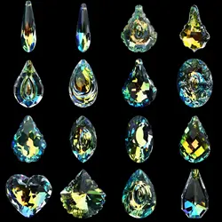 Muy Bien 1PC AB Color Crystal Decoration Sun Catcher Hanging Glass Prisms Chandelier Pendant Beaded Curtain Lighting Lambaderler