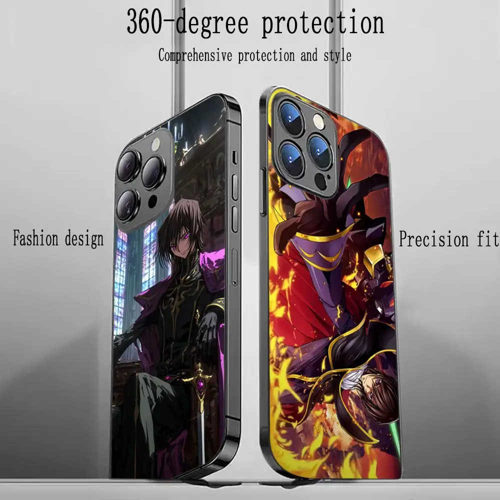 Classic Character ins geass Phone Case For iPhone 16 15 14 13 12 11 X XR XS 8 Plus Mini Pro Max Soft black Shockproof Cover