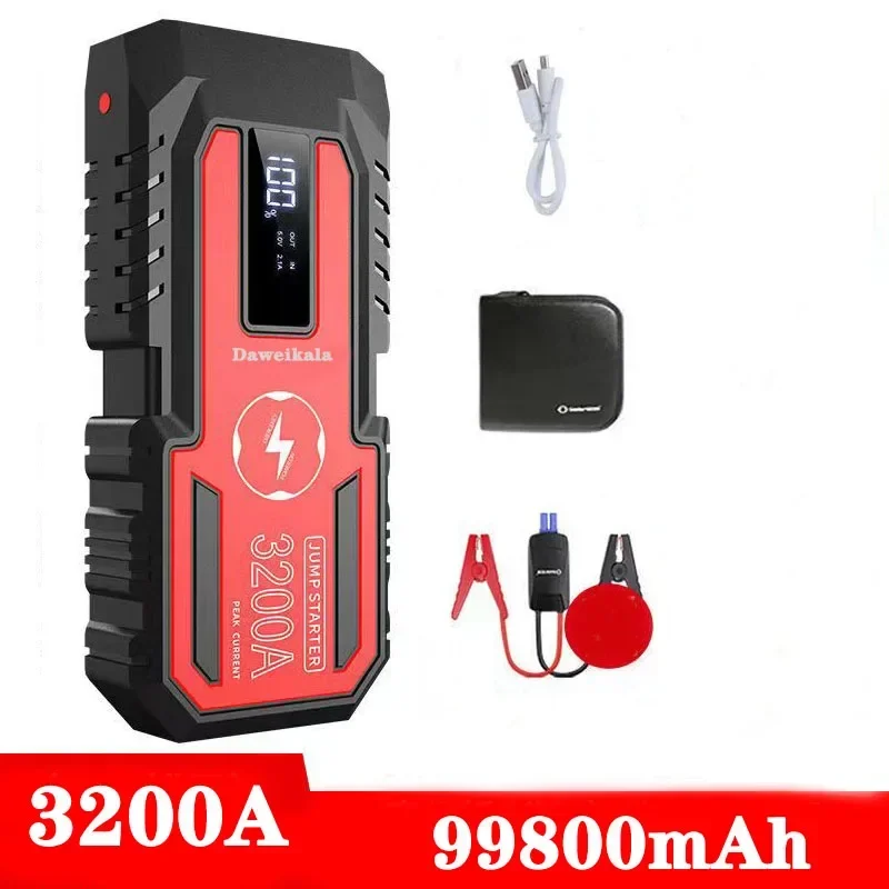 3200A Jump Starter Power Bank Portable Charger Starting Device For 8.0L/6.0L Emergency Car Battery Jump Starter 