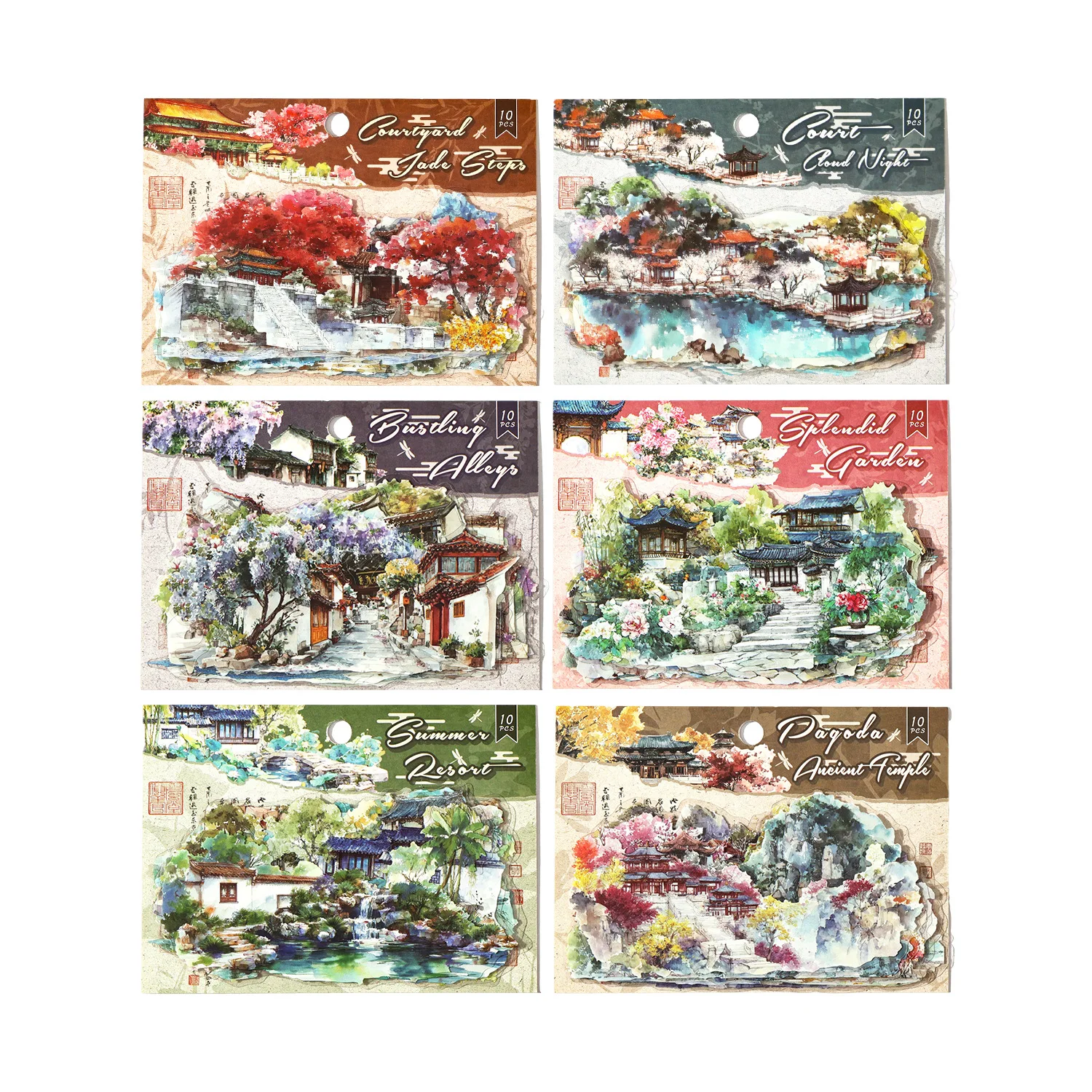 

6packs/1lot Kawaii Scrapbook Sticker Ten Prefectural Cloud Court Scrapbooking Planner Decorative Stationery