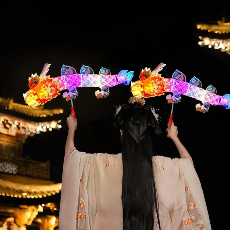   Chinese NewYear Paper Dragon LED Lamp Paper Craft Toy Traditional Dragon Decor