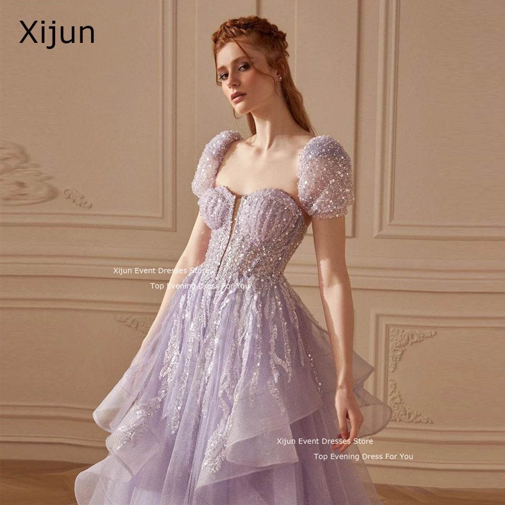 Xijun-Robe de Soirée Longue à Paillettes Lavande, Tenue de Mariage, Perles à Paillettes, pour Femme