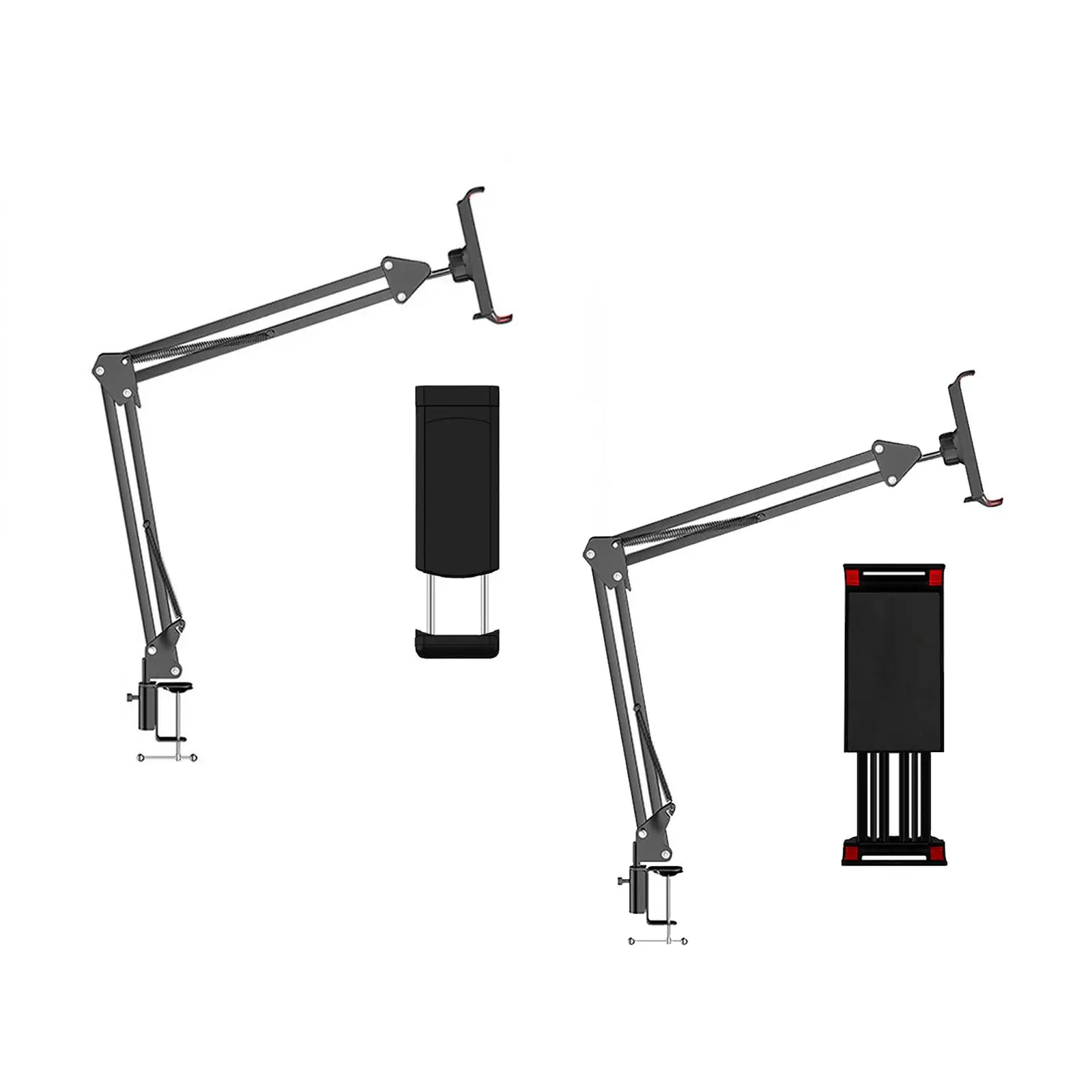 حامل هاتف لوحي بذراع دوار قابل للطي مع حامل مكتبي بمشبك، سهل التركيب والاستخدام #2