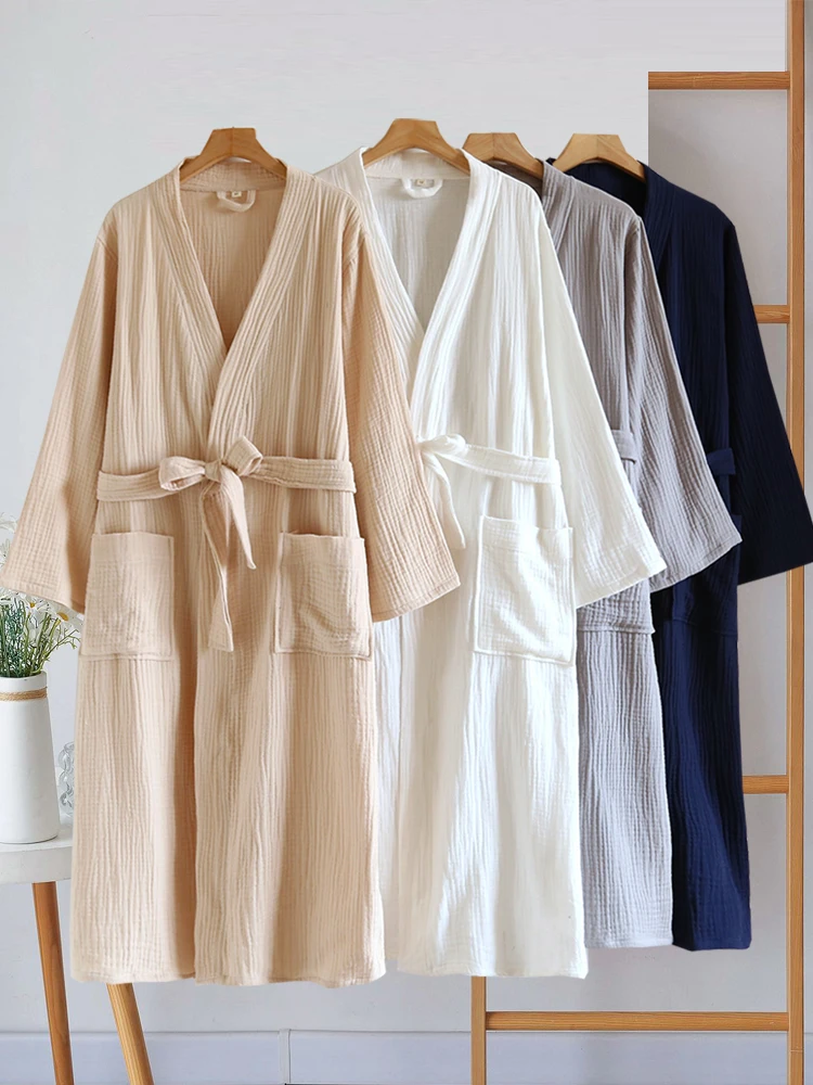 pure-cotton-three-layer-cloth-bathrobe-couples-large-size-home-clothes-nightgown-beauty-salon-hotel-summer-autumn-winter