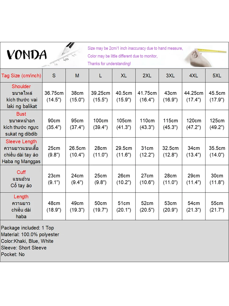 VONDA Mode Zomer Korte Mouw Blouses Vrouwen Tuniek Tops Bandage O-hals Casual Solid Losse Elegante Kantoor Koreaanse Zoete Blusas