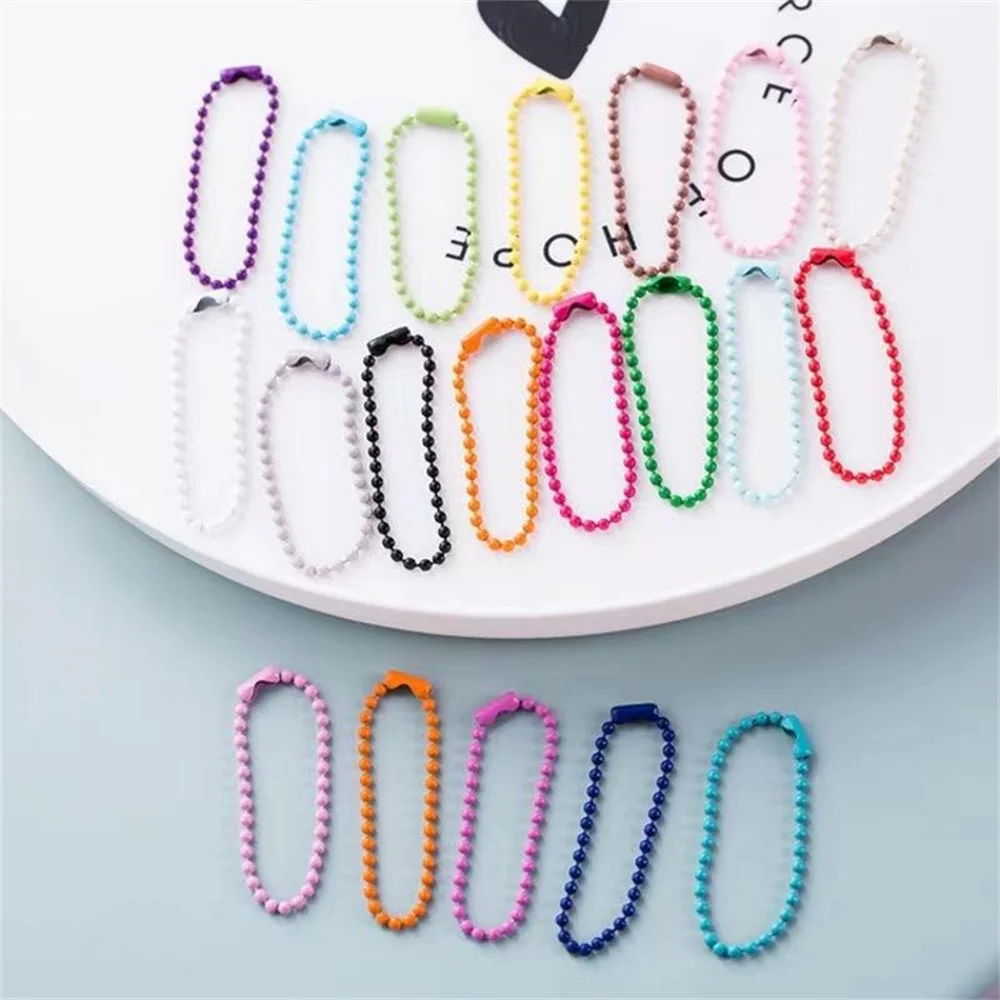 60pcs/pack Iron Spray Painted Chain Bead Chain Buckle DIY Jewelry Accessories Baking Paint, Color Tag Chain Pendant Chain