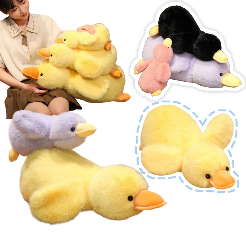 New 30-65cm Cartoon Lie Prone Duck Plush Dolls Super Soft Dolls Long Wool Adorable Toys Xmas Birthday Gift for Girls Boys Decor