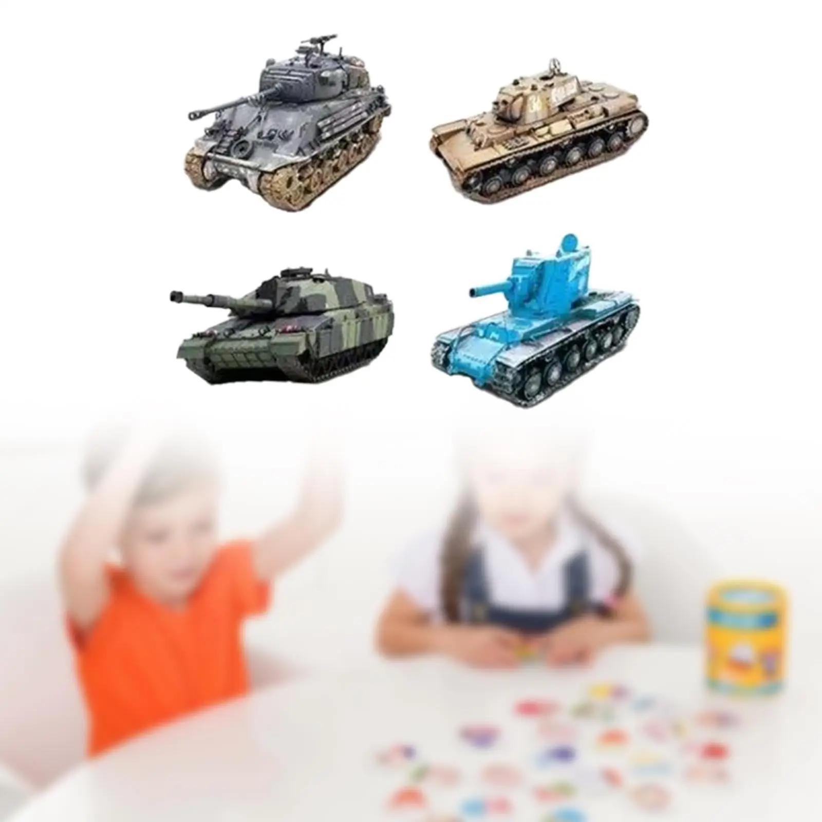 

4x Tank Building Kit Table Decoration Collection Interactiv Toy DIY Tank