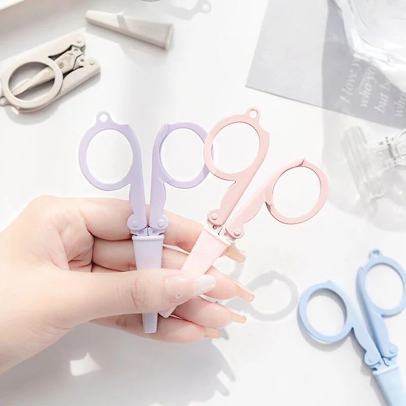 Cute Foldable Scissors Mini Morandi Paper Cutter Knife Portable Envelopes Opener DIY Handmade Art Tools School Office Supplies