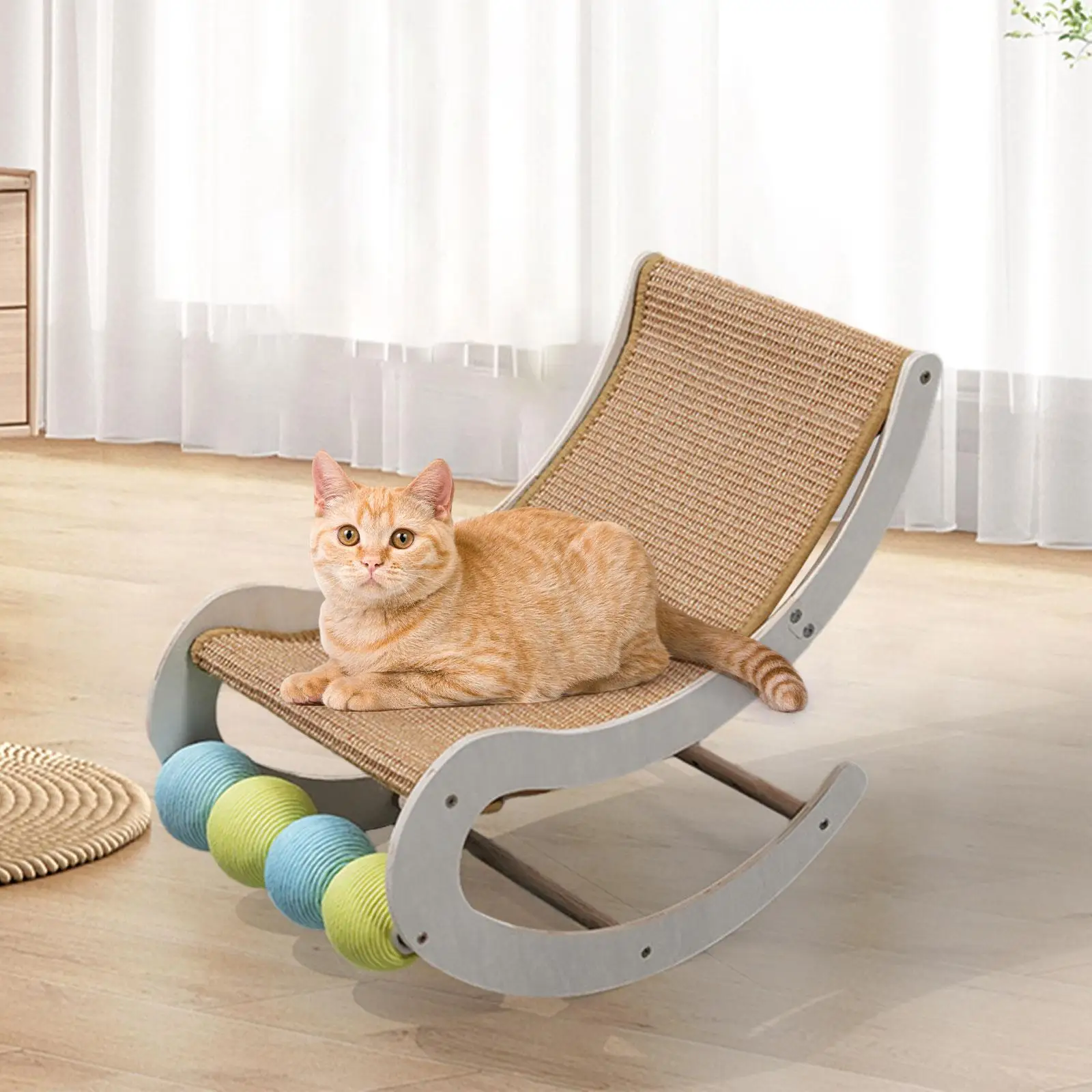 Cat Hammock Bed Cat Scratcher Cat Rocking Chair Sleep Supplies Furniture Protector Kitty Swing Chair Cat Lounge Chair , Brown