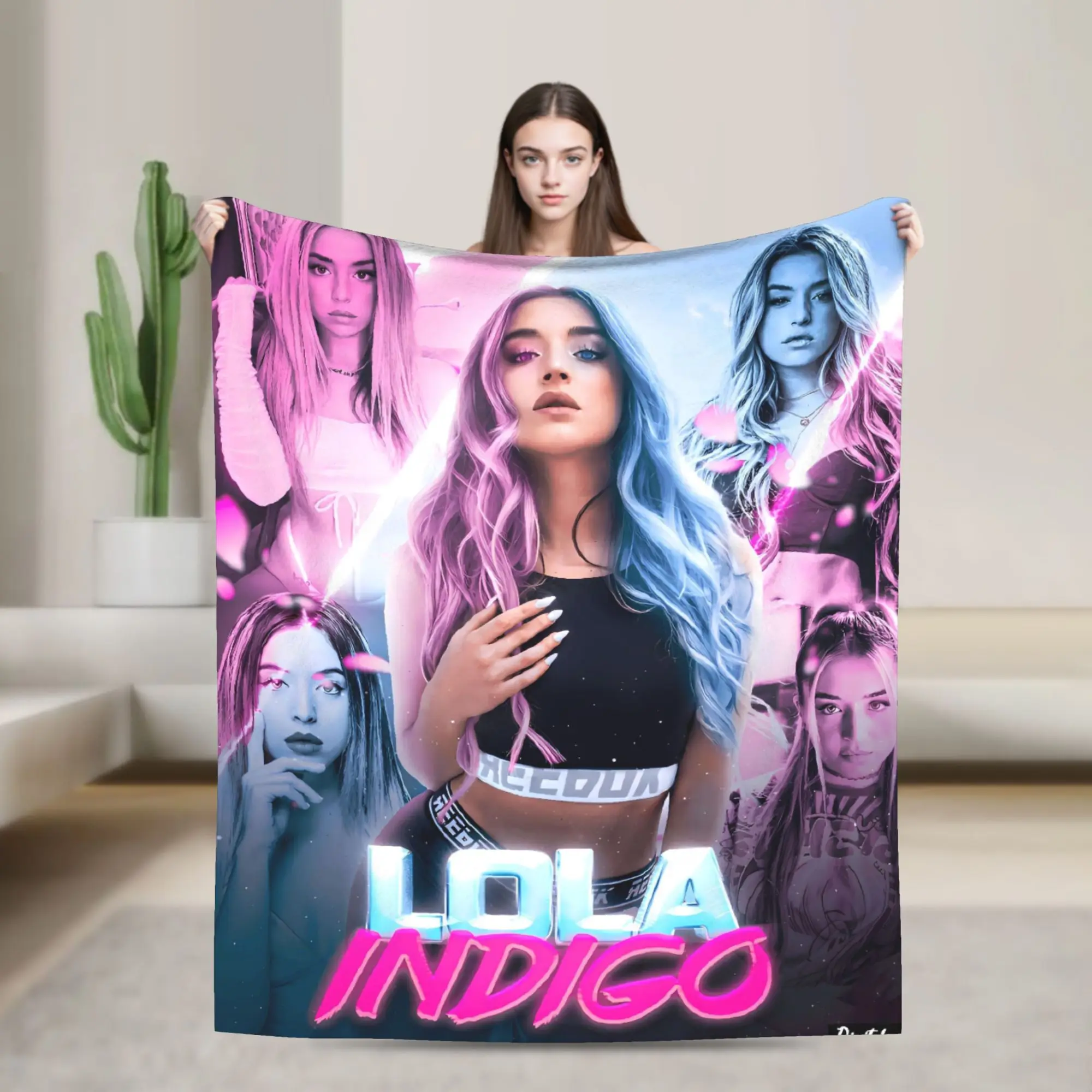 L-Lolas I-Indigos manta de cantante española calidad ropa de cama súper suave lanza primavera viaje sofá silla cama novedad colcha