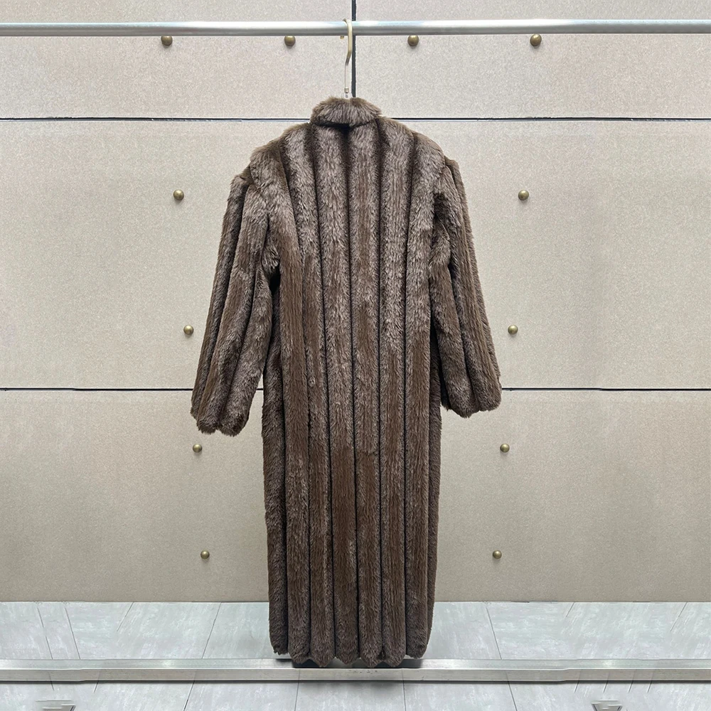 

Элегантное женское пальто-куртка с отделкой из искусственного меха, экологичное, в стиле Y2K, на одной пуговице, удлиненное, для повседневной носки, новинка предвесенней коллекции 2026