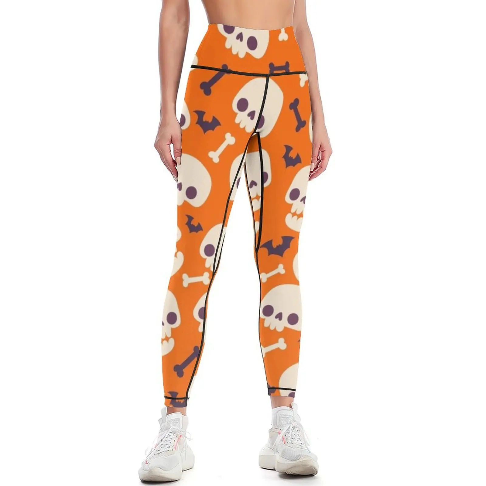 Bats and bones halloween pattern Leggings legging gym Women's high waist Golf wear leggins push up woman Womens Leggings