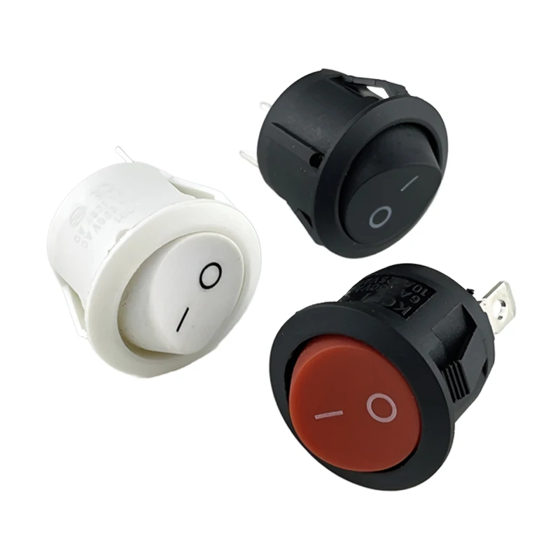 15PCS KCD1 Runde Rocker Schalter Snap-in 2Pin-3Pin 20mm SPST Schwarz/Weiß/Rot Auto boot Marine Power-Taste 6A 250V AC/10A 125V AC – Detail 3