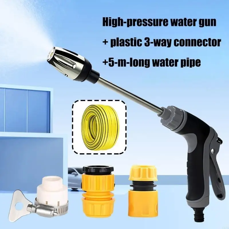 

Professional Car Cleaning Tool with 3 Nozzles 5m Hose Strong Water Sprayer Easy to Use for Vehicles Patio Washing