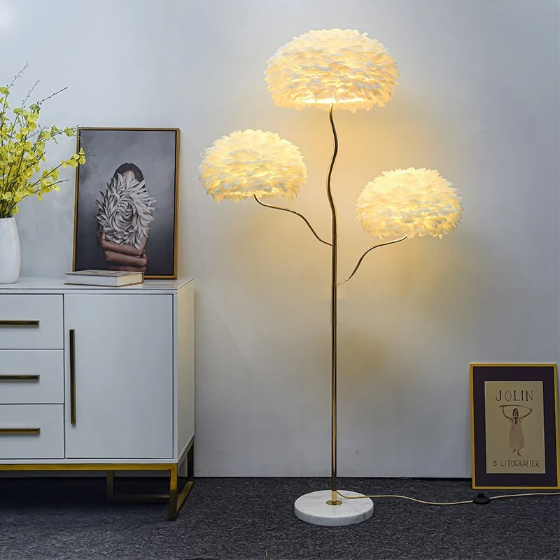 Nordic Designer Floor Lamp for Living Room LED Feather Light Modern Home Decor Floor Stand Lights Bedroom Bedside Room Fixture