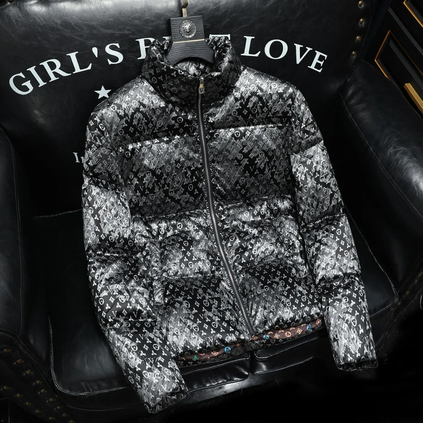 

Мужская утепленная куртка-пуховик с принтом и пэчворком, зимняя верхняя одежда в городском стиле, 80% пух, 00% полиэстер