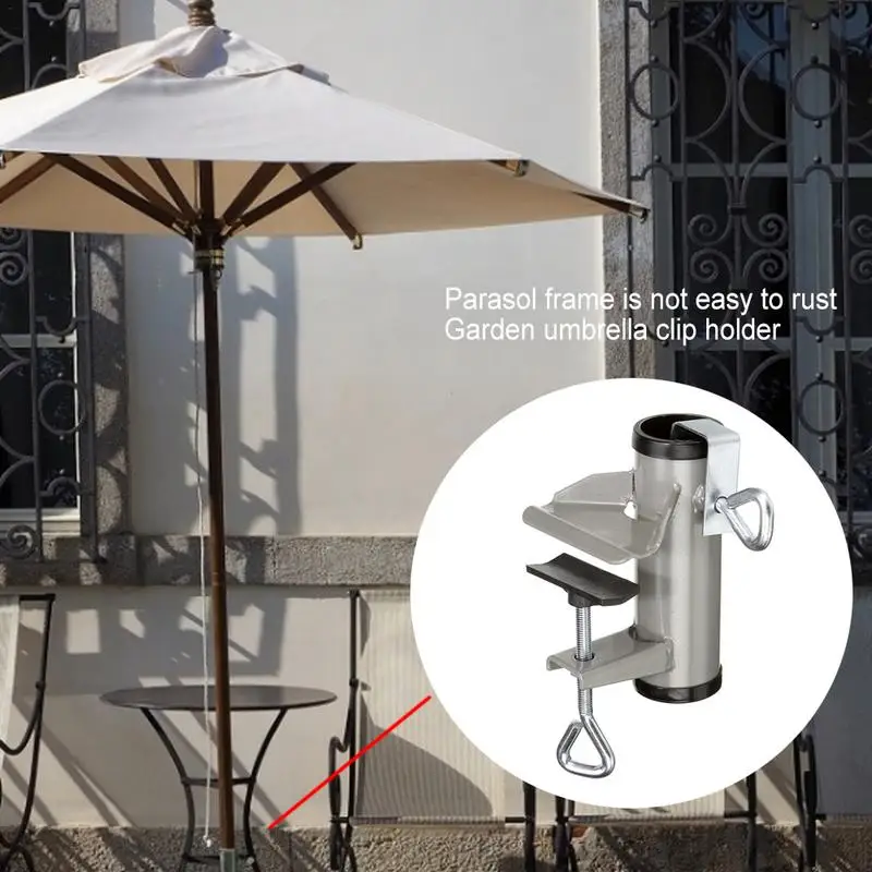 Nowy Parasol ogrodowy elastyczny uchwyt na Parasol żelazny stojak na Parasol klips do mocowania balkon ogrodowy w podstawa stojaka 38mm