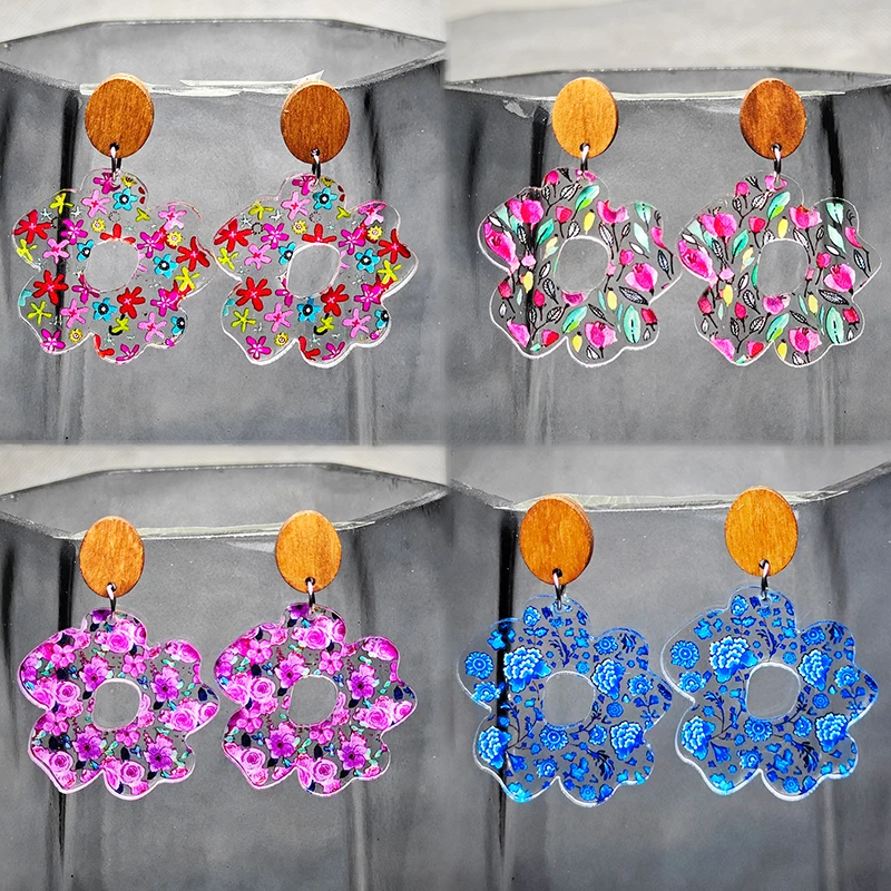 New Bohemian Earrings Spring Summer Flower Simplicity Earrings Geometric Simplicity Modern Floral Beach Hawaiian Style Earrings