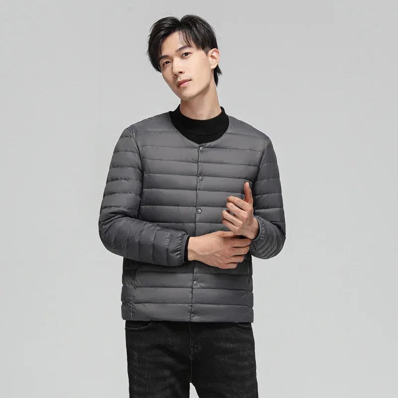 Luxury Autumn Winter 90 Velvet Light Trend Down Jacket Men Short White Duck Down Coat Long Sleeve Single-breasted Warm Outerwear