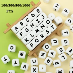 100/300/500/1000PCS Alphabet Beads 12mm Silicone Letters Beads For Jewelry Making DIY keychain Necklaces Bracelets Accessories