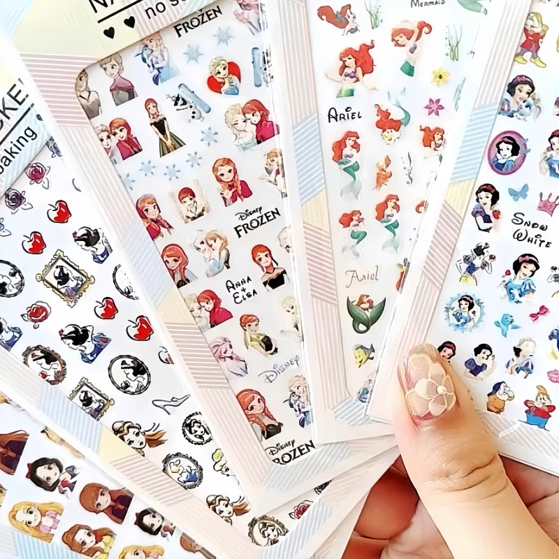 Disney Cartoon Princess Nail Sticker Anime Snoopy Nail Supplies Nail Decoration 3D Mickey Stickers For Nails Donald Duck Sticker