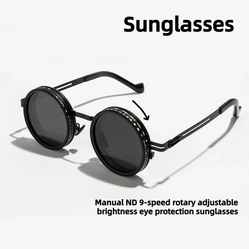 Personalized Anti-strong Light Sunglasses Rotating Dimming Manual ND9 Gear Adjustable Brightness Shades Glasses Eye Protection