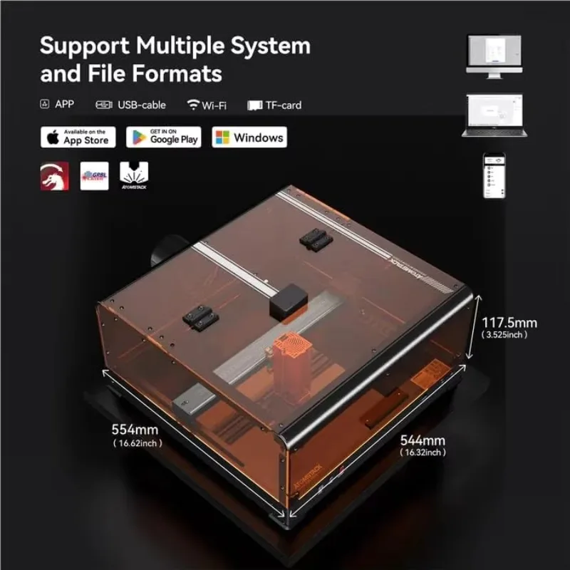 ماكينة نقش Atomstack A24 X24 Pro مع غلاف B3 بقدرة 24 وات قاطع نقش Unibody للخشب والمعدن والأكريليك