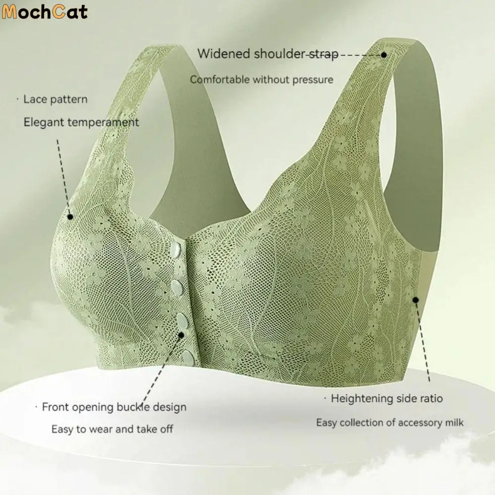 

Without Steel Ring Sexy Lace Underwear Thin Comfortable Bras for Older Women Plus Size Floral Printed