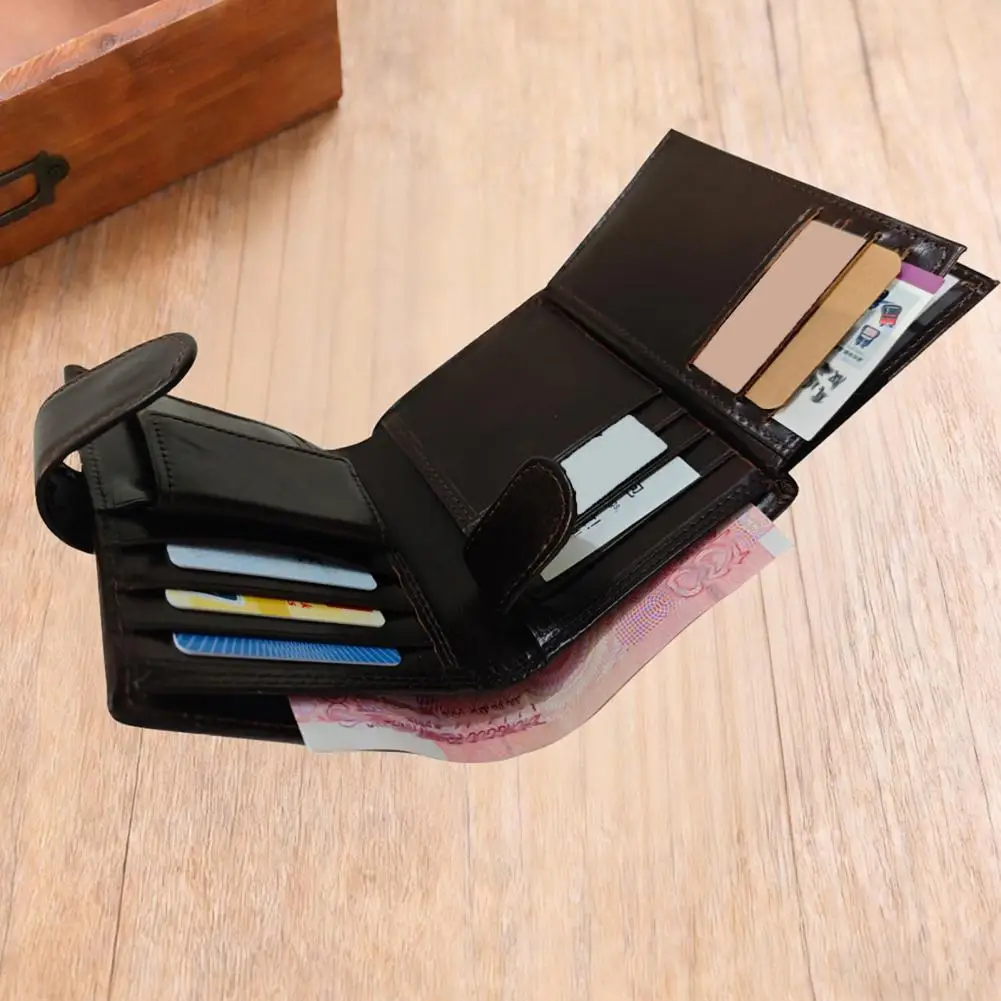 Men Faux Leather Wallet RFID Blocking Bi-fold Short Wallet Minimalist Slim Vintage Front Pocket Anti-Theft Credit Card Holder