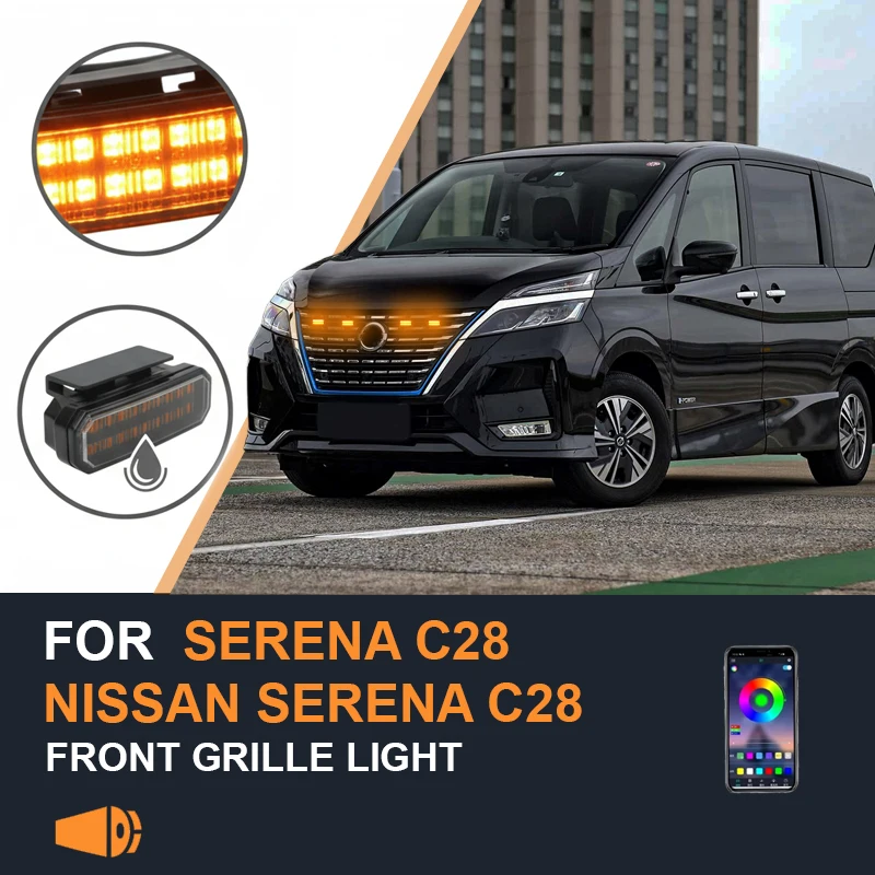 

FOR NISSAN SERENA C28 Specialized center grid small yellow light Front Grille Lights LED Decorative Warning Light Pickup 12V