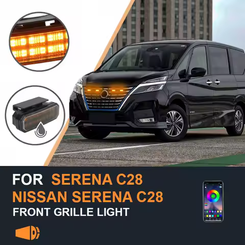 FOR NISSAN SERENA C28 Specialized center grid small yellow light Front Grille Lights LED Decorative Warning Light Pickup 12V