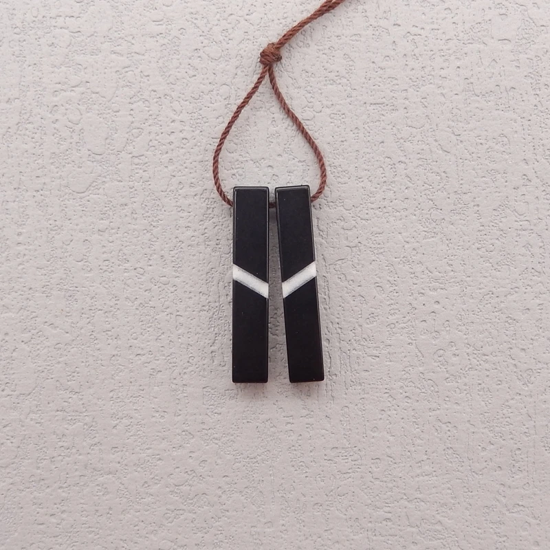 

B&F Подвески ручной работы из обсидиана и белого нефритового камня Натуральные бусины Уникальное изготовление ювелирных изделий и компоненты сережек «сделай сам» 28x5x5 мм 3,5 г