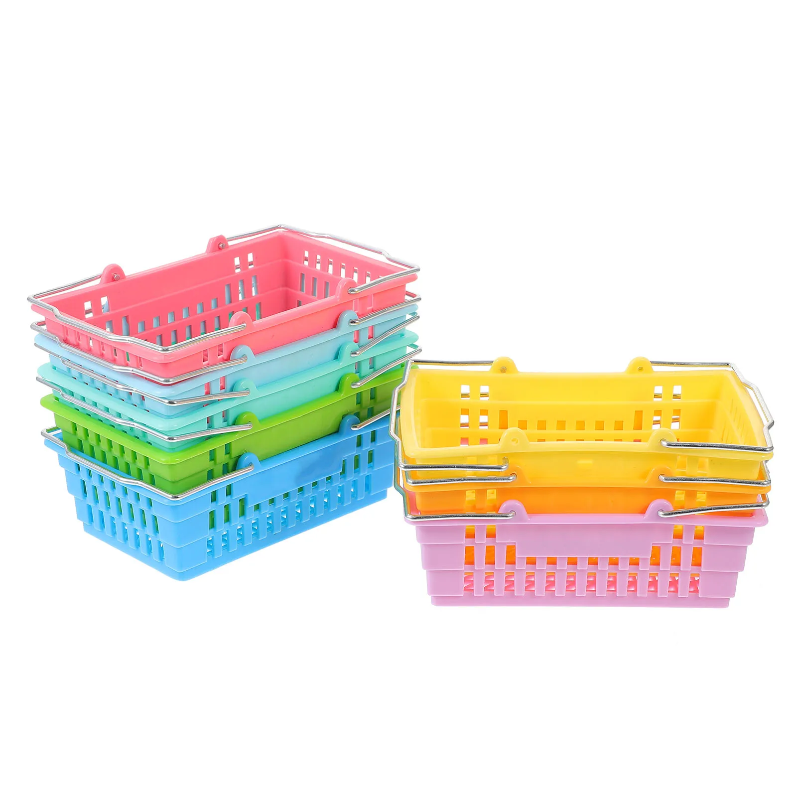 

16pcs Mini Storage Basket Small Hollow Desk Organizer Portable Large Capacity Plastic Bins Boxes Colorful Stationery Supply