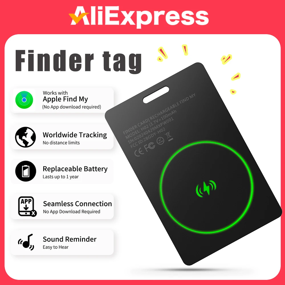 

Smart Airtag Card Smart Anti-lost Device Wireless Charging FindMy Locator Suitable for Apple Search App gps