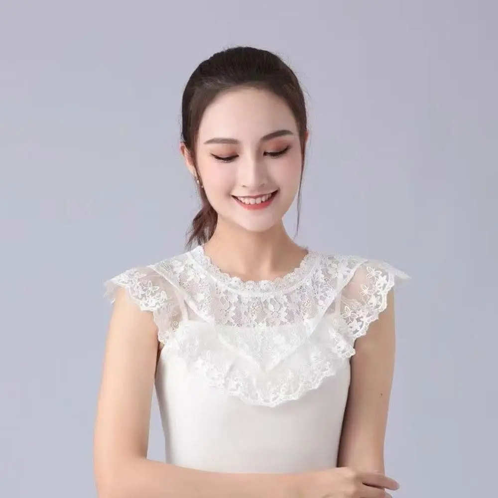 

Neck Scarf Lace Fake Collar Black White DIY Lapel Half Shirt Ladies Cape Women Girls