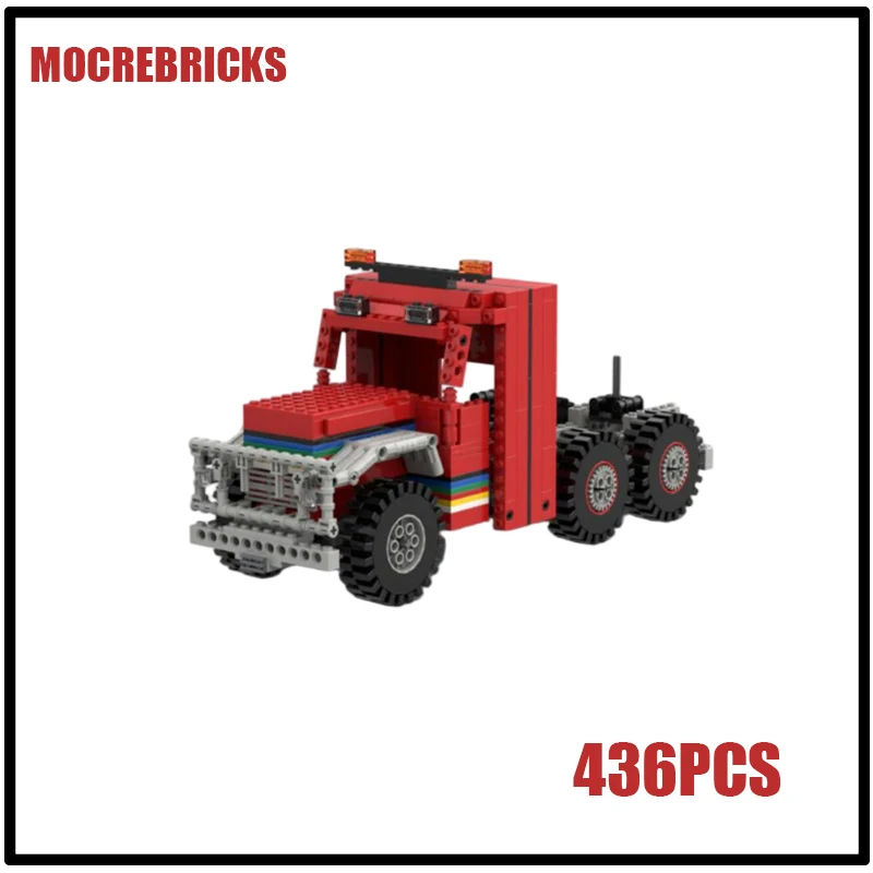 Bloques de construcción de camiones rojos de EE. UU., coches de ingeniería urbana, modelo DIY, ladrillos clásicos, juguetes de exhibición de escritorio para niños, regalos, superventas
